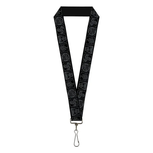 Buckle - Down Avatar the Last Airbender Bending Elements Icons Black Gray - Lanyard - Storybrooke Treasure